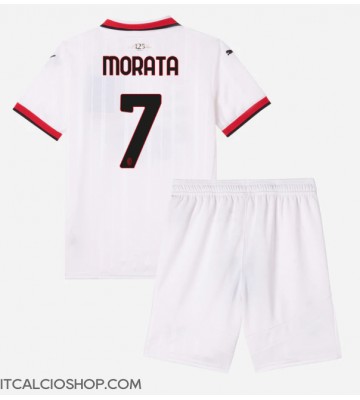 AC Milan Alvaro Morata #7 Seconda Maglia Bambino 2024-25 Manica Corta (+ Pantaloni corti)